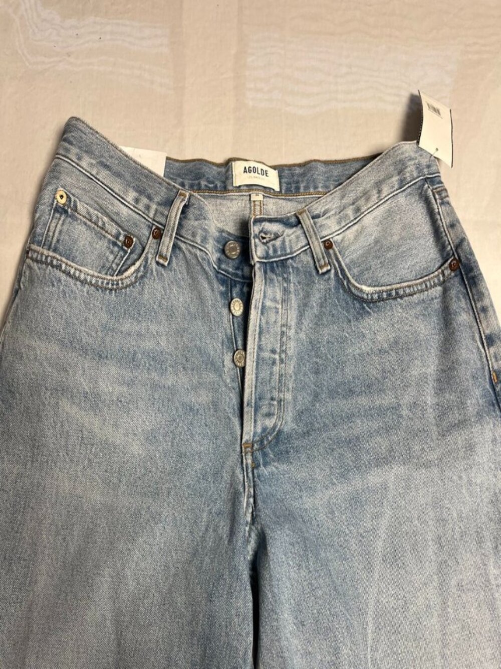 AGOLDE V-Waist Baggy Jeans Light Wash Size 30 Wide Leg Denim - Picture 3 of 13